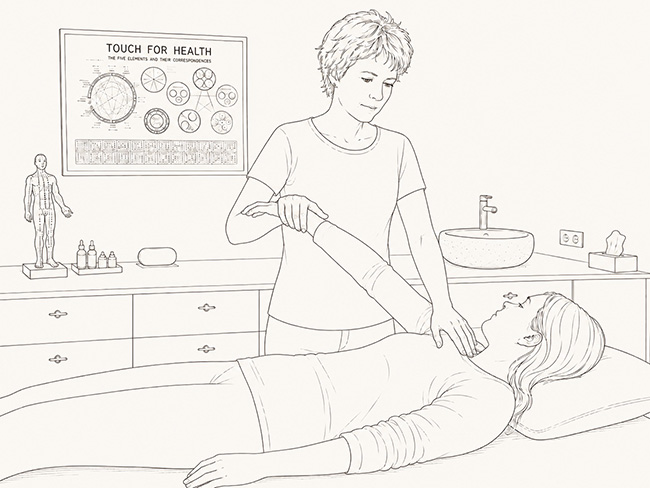 Pentekening van een kinesiologiebehandeling bij Diana Helbers in Oostvoorne